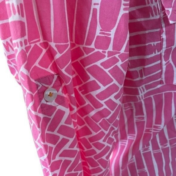 Lilly Pulitzer Geometric Print Resort Fit Button Down Blouse Top Small - Picture 8 of 16
